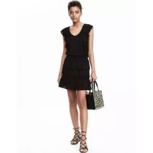 ❤️ Banana Republic Black Chiffon Ruffle Mini Dress